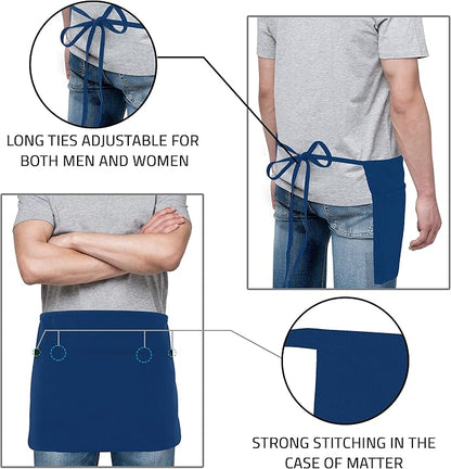 Utopia Wear 12 Pack Server Aprons with 3 Pockets, Waiter and Waitress Waist Aprons for Women with Pockets, Men Short Aprons - Image 4