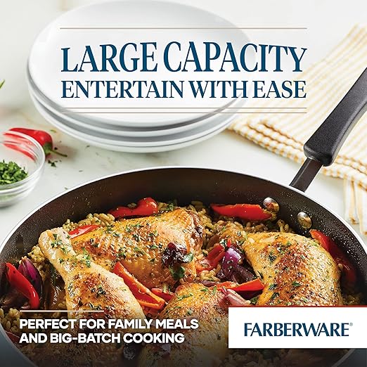 Farberware Cookstart DiamondMax Nonstick Jumbo Cooker with Lid and Helper Handle, Dishwasher Safe, 6 Quart - Aqua - Image 3