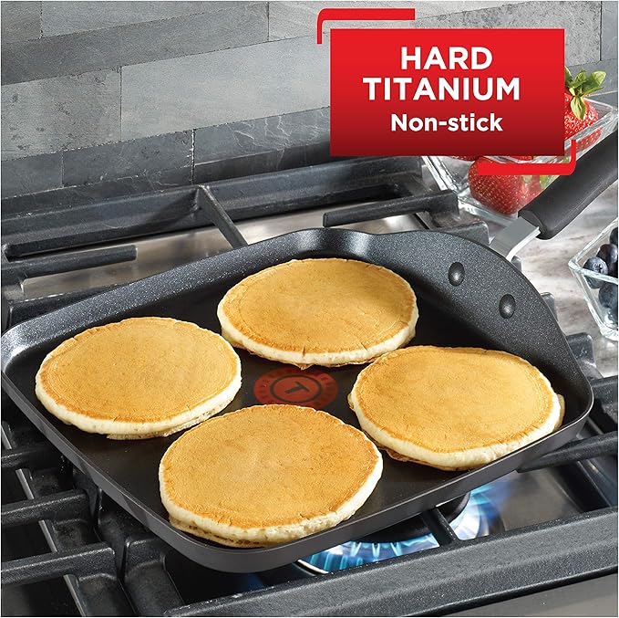 T-Fal Ultimate Hard Anodized Nonstick Griddle 10.25 Inch Oven Broiler Safe 400F Cookware, Pots and Pans, Dishwasher Safe Onyx - Image 2