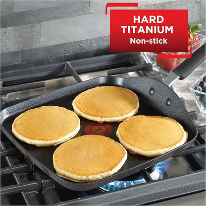 T-Fal Ultimate Hard Anodized Nonstick Griddle 10.25 Inch Oven Broiler Safe 400F Cookware, Pots and Pans, Dishwasher Safe Onyx - Image 2