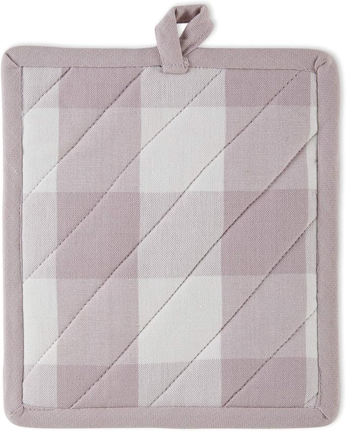 DII Buffalo Check Kitchen Collection, Classic Farmhouse Kitchen Set, Potholder, Dusty Lilac, 2 Piece