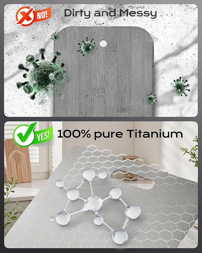 Titanium Cutting Board, Food Grade 100% Pure Titanium Cutting Boards for Kitchen, Non-Toxic Double-Sided Chopping Board, Dishwasher Safe, Easy to Clean – 12 x 9 Inch - Image 4