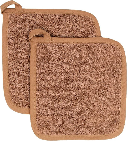 RITZ Terry Potholder & Hot Pad: Unparalleled Heat Resistant, Durable 100% Cotton – Ergonomically Designed for Optimal Grip – Easy-Care Machine Washable – 2-Pack, Copper by Ritz+Foodservice