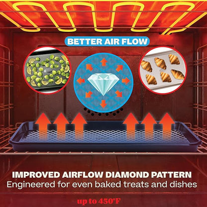 Baker's Secret Non Stick Baking Sheets, Set of 3 Cookie Sheets for Oven, Diamond Texture Premium Air Flow, Extra Thick 0.6mm, PFOA PFOS PTFE and PFAS Free Bakeware, 3 Sizes - Image 4