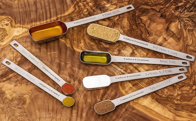 Hudson Essentials Stainless Steel Measuring Spoons Set for Dry or Liquid - Fits in Spice Jars - Set of 7 - Image 6
