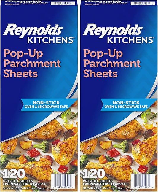 Reynolds Kitchens Pop-Up Parchment Paper Sheets, 10.7x13.75 Inch, 120 Sheets (Pack of 2) by ReynoldsConsumerProducts