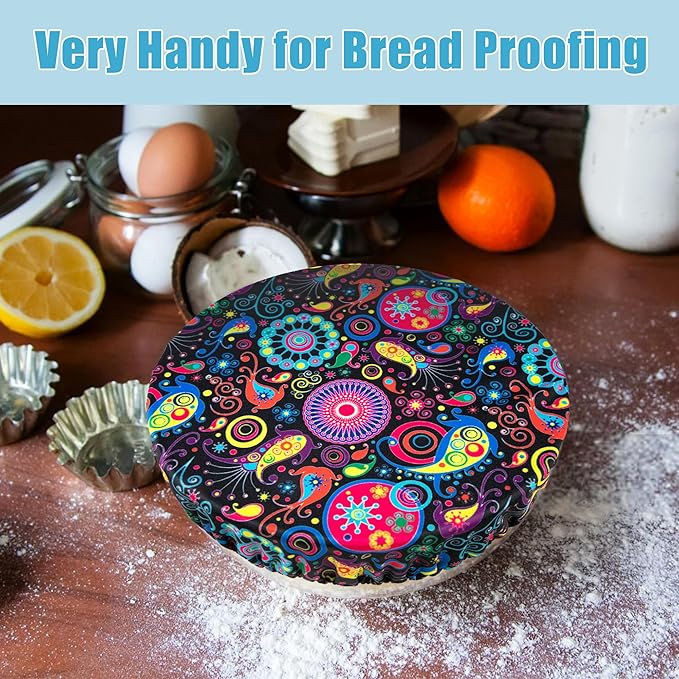 wegreeco Elastic Reusable Bowl Covers for Bread Proofing, Fabric Cloth Sourdough Bowl Covers for Proofing - Set of 3, Bloom