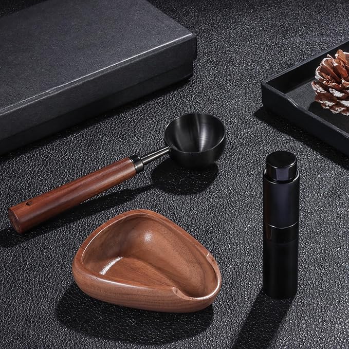 3pcs Coffee Bean Dosing Cup Set with Gift Box, Dosing Walnut Wood Cups Stainless Steel Spoon Portable Spray Bottle Static Reduction Precise Measuring for Espresso Tea Coffee Bar Accessories Kit - Image 6