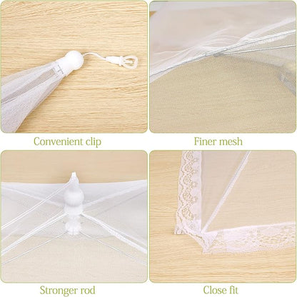 Food Cover Food Tent Set, 2 Extra Large 40"X24" and 6 Standard 17"X17" Mesh Food Covers for Outside, 8 Pack Collapsible, Reusable Pop-Up Umbrella Food Nets for Picnics, Outdoor Camping, Parties, BBQ - Image 5