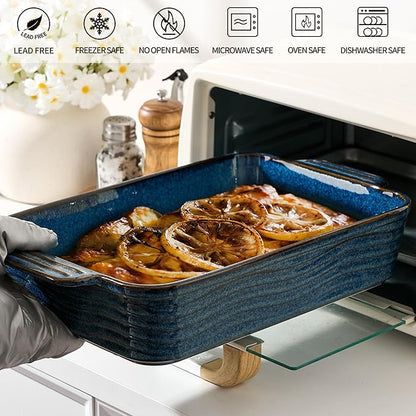 Kiln-Transformed Blue Ceramic Baking Dish Set of 3, Casserole Dishes for Oven, Square Porcelain Bakeware Set with Handles, Lasagna Baking Pan for Cooking, Perfect for Baking and Serving, Housewarming, Halloween, Thanksgiving, Christmas, New Year - Image 6