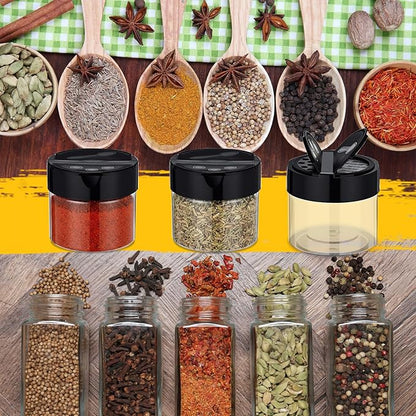 50 Pack 3.4 oz Plastic Spice Jars with Black Cap Empty Clear Spice Bottles Containers Seasoning Jars with Shaker Lids for Storing Herbs and Seasoning Powders Kitchen Restaurant Storage