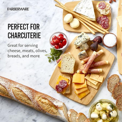 FARBERWARE 4-Piece Reversible Bamboo Cutting Board and Charcuterie Set,Assorted Sizes,Durable Wood Serving Boards for Cheese,Meats,and Prep,(Pack of 4) - Image 6