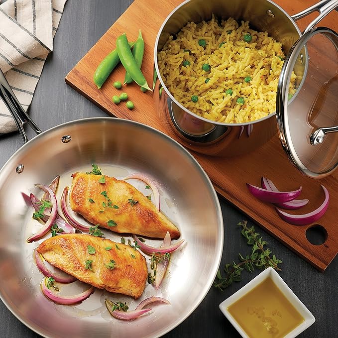 Tramontina Tri-Ply Clad Stainless Steel 14-Piece Cookware Set with Glass Lids, Pots and Pans Kitchen Set, Induction-Ready, Dishwasher-Safe, NSF-Certified - Image 4