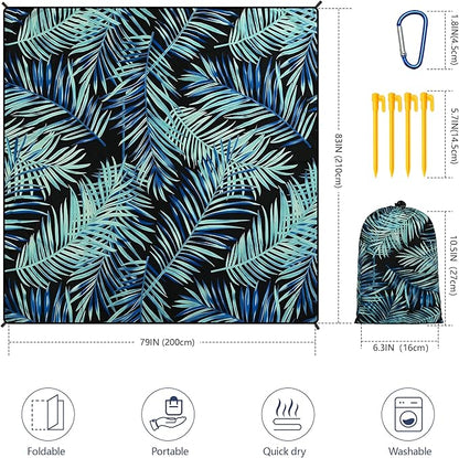WIWIGO Beach Blanket Waterproof Sandproof Beach Mat 79" X 83"/10'x9'for 2-8 Adults Quick Drying Outdoor Picnic Mat Beach Accessories for Travel, Camping, Hiking - Image 2