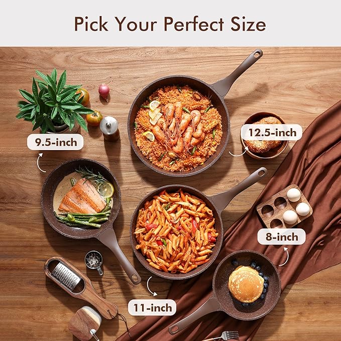 SENSARTE Nonstick Frying Pan Skillet, Omelette Pan, Healthy Stone Cookware Chef's Pan, PFOA Free, Toffee Brown (12.5 Inch) - Image 7