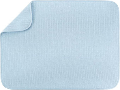 S&T INC. Dish Drying Mat XL, 18” x 24”, Absorbent Microfiber Kitchen Counter Mat, Dish Drying Pad for Dishes, Utensils, Pots and Pans, Extra Large, Sky Blue by STINC