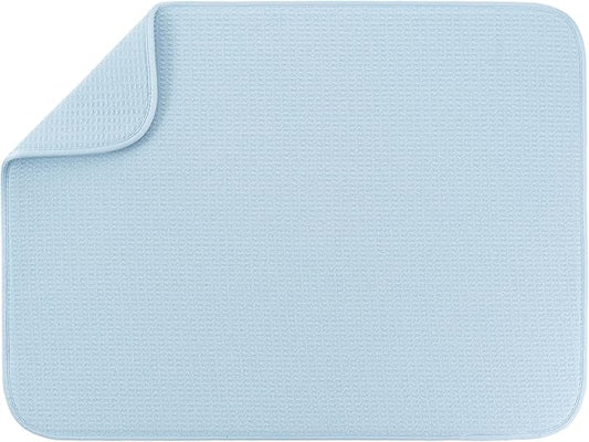 S&T INC. Dish Drying Mat XL, 18” x 24”, Absorbent Microfiber Kitchen Counter Mat, Dish Drying Pad for Dishes, Utensils, Pots and Pans, Extra Large, Sky Blue by STINC