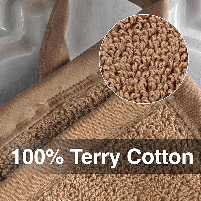 RITZ Terry Pocket Mitt & Hot Pad: Unparalleled Heat Resistant, Durable 100% Cotton – Ergonomically Designed for Optimal Grip – Easy-Care Machine Washable – 4-Pack, Mocha Brown - Image 2