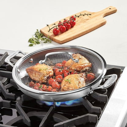 Cuisinart FusionPlus Hybrid Stainless Steel Cookware, 12-Inch Everyday Pan with Cover, PFAS-Free PURELYSEAR Ceramic Technology, Scratch Proof, Wide Grip Handles, Dishwasher Safe