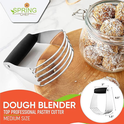 Spring Chef Dough Blender, Top Professional Pastry Cutter with Heavy Duty Stainless Steel Blades, Medium Size, Black - Image 2