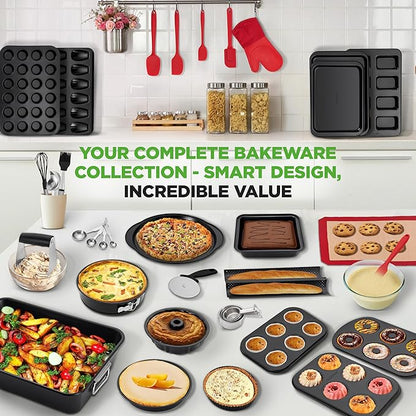 NutriChef 42-Piece Ultimate Nonstick Bakeware Set - Carbon Steel Baking Pans, Everyday Baking Tools, Oven Mitts, & More - Ideal for Baking Delicious Savory & Sweet Treats - Complete Set for Bakers - Image 5