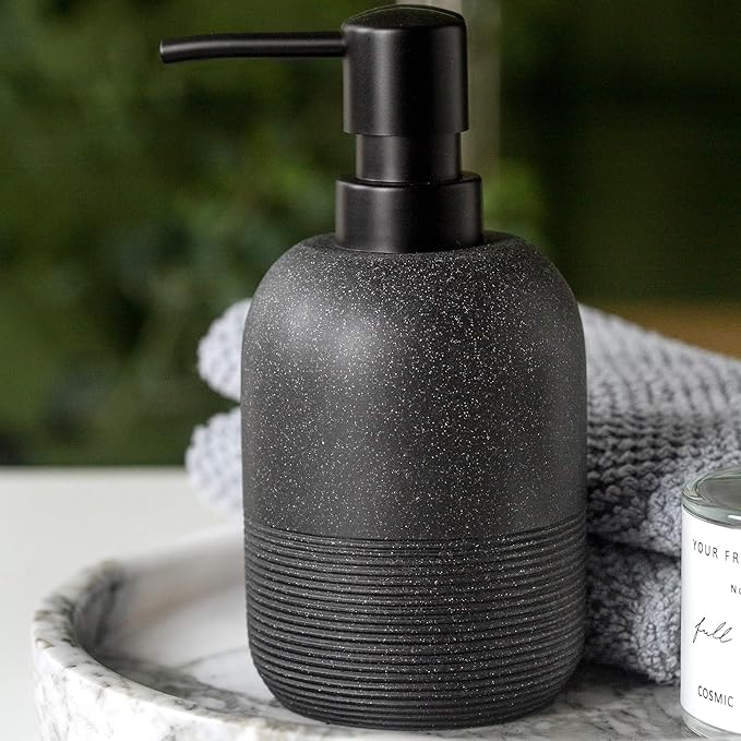 GalDal Matte Black Soap Dispenser Sets with Pump,Hand Soap and Lotion Dispenser for Bathroom Countertop,Morden Soap Dispenser for Kitchen-10.6oz. - Image 6
