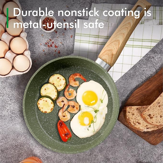 MAISON ARTS Pots and Pans Set Non Stick, 12 Piece Green Granite Kitchen Cookware Induction Compatible, Cooking Sets Pots and Pans Nonstick - Image 3
