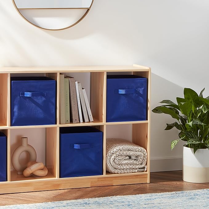 Amazon Basics Collapsible Fabric Storage Bins with Handles, Cube Organizer for Home Organization, 10.5"x10.5"x11", Navy, 6-Pack - Image 7