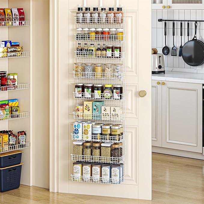 JKsmart 9-Tier Spice Rack Organizer with Door Hook, Wall Mount, and Extra Large Capacity for Pantry – Stylish White Design for Effortless Organization, Ultimate Kitchen Storage Solution - Image 5