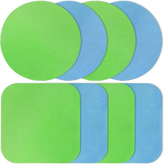 8PCS Jar Gripper Pads - Rubber Husband Jar Opener, Kitchen Coasters for Seniors with Arthritis (Light Blue, Green)