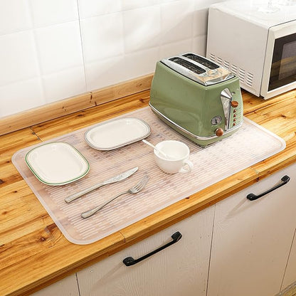 MicoYang Silicone Dish Drying Mat for Multiple Usage,Easy clean,Eco-friendly,Heat-resistant Silicone Mat for Kitchen Counter or Sink,Refrigerator or Drawer Liner Translucent 3XL 28 inches x 18 inches - Image 6