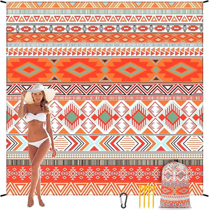 WIWIGO Beach Blanket Waterproof Sandproof Beach Mat 79" X 83"/10'x9'for 2-8 Adults Quick Drying Outdoor Picnic Mat Beach Accessories for Travel, Camping, Hiking by WIWIGO