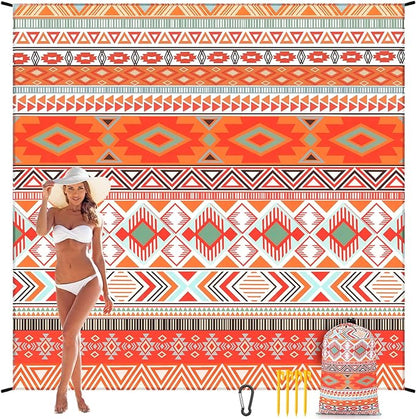WIWIGO Beach Blanket Waterproof Sandproof Beach Mat 79" X 83"/10'x9'for 2-8 Adults Quick Drying Outdoor Picnic Mat Beach Accessories for Travel, Camping, Hiking by WIWIGO