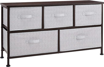 Amazon Basics Extra Wide Fabric 5-Drawer Storage Organizer Unit for Bedroom Closet, Bronze