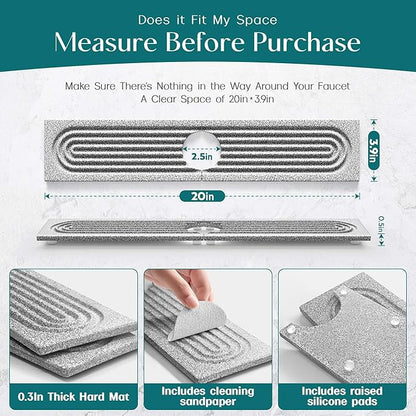 Stone Faucet Mat for Kitchen Sink, Diatomite Stone Drying Mat for Kitchen Counter, 2026 Upgraded Dishwasher-Safe & Ultra Absorbent, Chemical-Free Stone Dish Mat for Bottles Utensils (20" x 3.9") - Image 6