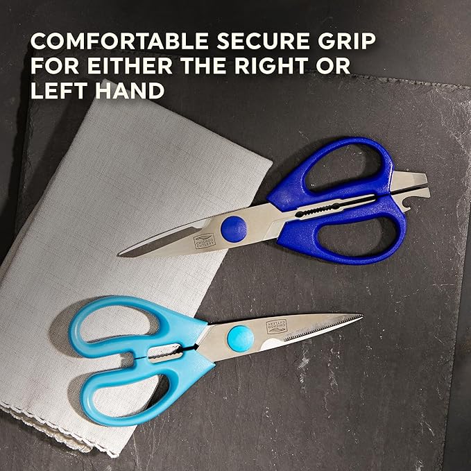 Chicago Cutlery 2-Pack Soft Grip Kitchen Scissors Shears With Bottle Opener, All Purpose Stainless Steel Utility Scissors, For Everyday Kitchen Office Home Arts & Craft