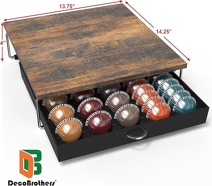 DecoBrothers Supreme Vertuoline Drawer, Holds with 30 Big or 60 Small Vertuoline Pods, Rustic Brown - Image 3
