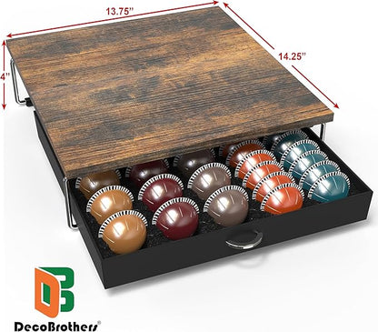 DecoBrothers Supreme Vertuoline Drawer, Holds with 30 Big or 60 Small Vertuoline Pods, Rustic Brown - Image 3