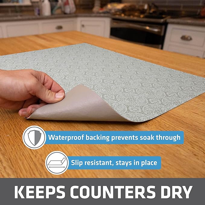 Drymate Jumbo XL Dish Drying Mat (19”x24”), Low-Profile, Super Absorbent, Quick Dry Fabric, Waterproof & Slip-Resistant, for Kitchen Counter, Trimmable, Easy to Clean (USA Made)(Tan) - Image 3