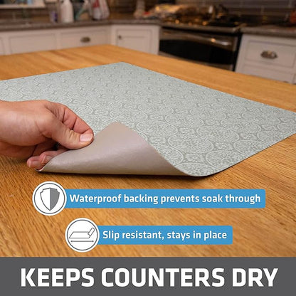 Drymate Jumbo XL Dish Drying Mat (19”x24”), Low-Profile, Super Absorbent, Quick Dry Fabric, Waterproof & Slip-Resistant, for Kitchen Counter, Trimmable, Easy to Clean (USA Made)(Tan) - Image 3