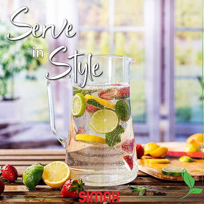 Simax Large Glass Pitcher With Spout, 2.5 Quart (80 Ounce) Borosilicate Glass Iced Tea Pitchers with Handle, Angled Cylinder Design, Glass Water Pitcher - Image 6