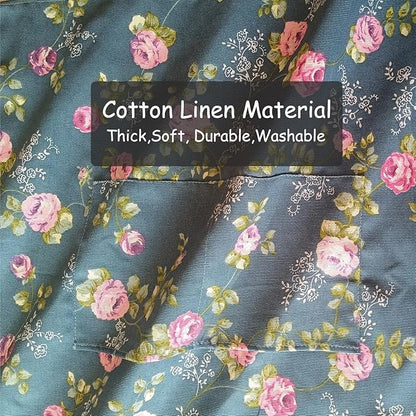 DILLMAN Aprons for Women with Pockets Cotton Linen Cooking Kitchen Baking Soft Durable Floral Gardening Apron - Image 6