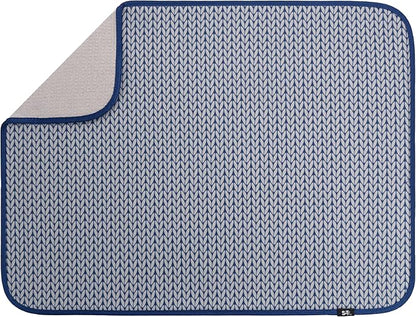 S&T INC. Dish Drying Mat XL, 18” x 24”, Absorbent Microfiber Kitchen Counter Mat, Dish Drying Pad for Dishes, Utensils, Pots and Pans, Extra Large, Blue Stockinette by STINC