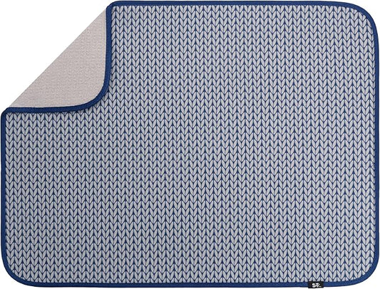 S&T INC. Dish Drying Mat XL, 18” x 24”, Absorbent Microfiber Kitchen Counter Mat, Dish Drying Pad for Dishes, Utensils, Pots and Pans, Extra Large, Blue Stockinette by STINC