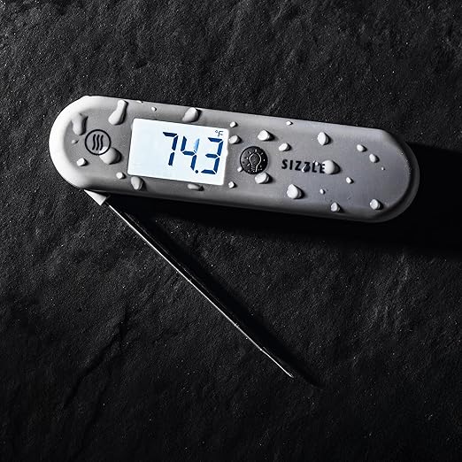 ThermoWorks Sizzle Digital Meat Thermometer – Instant Read in 2 Seconds, Waterproof, Folding Probe with Magnetic Back, Auto-Rotating Backlit Display, for Cooking Food, Grill & BBQ - Nautical Blue - Image 5
