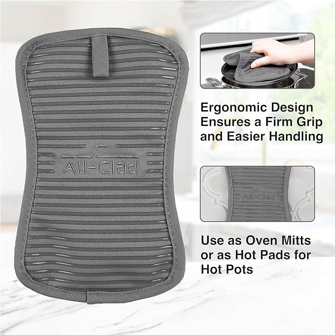 All-Clad Premium Pot Holder & Hot Pad: Heat Resistant to 500 Degrees - 100% Cotton, 10""x6.25"" Hot Pad for Kitchen and Barbeque, (1-Pack), Pewter - Image 3