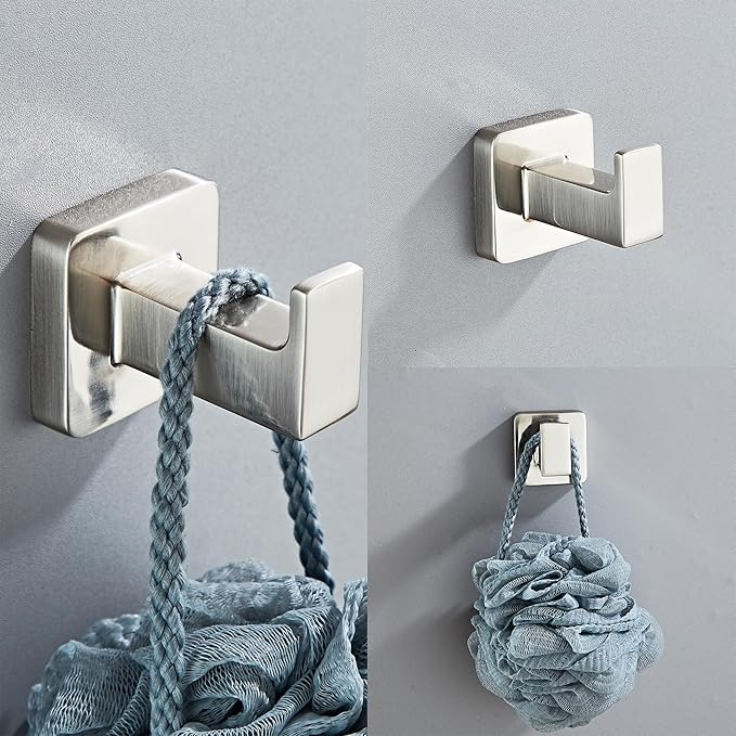 Brushed Nickel Bathroom Hardware Set 4 Pieces,Bathroom Accessories Set Stainless Steel Wall Mounted, Hand Towel Bar, Towel Ring, Robe Towel Hooks,Toilet Paper Holder,Towel Bar Set, 23.6 Inch - Image 6