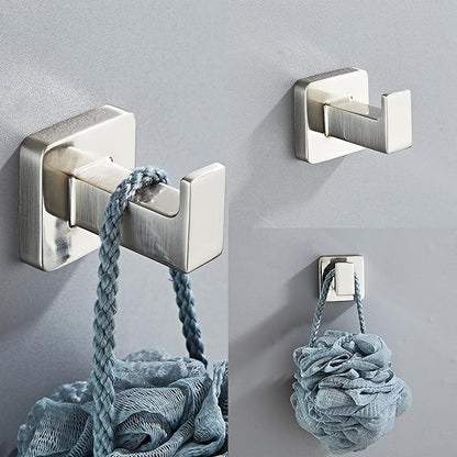 Brushed Nickel Bathroom Hardware Set 4 Pieces,Bathroom Accessories Set Stainless Steel Wall Mounted, Hand Towel Bar, Towel Ring, Robe Towel Hooks,Toilet Paper Holder,Towel Bar Set, 23.6 Inch - Image 6