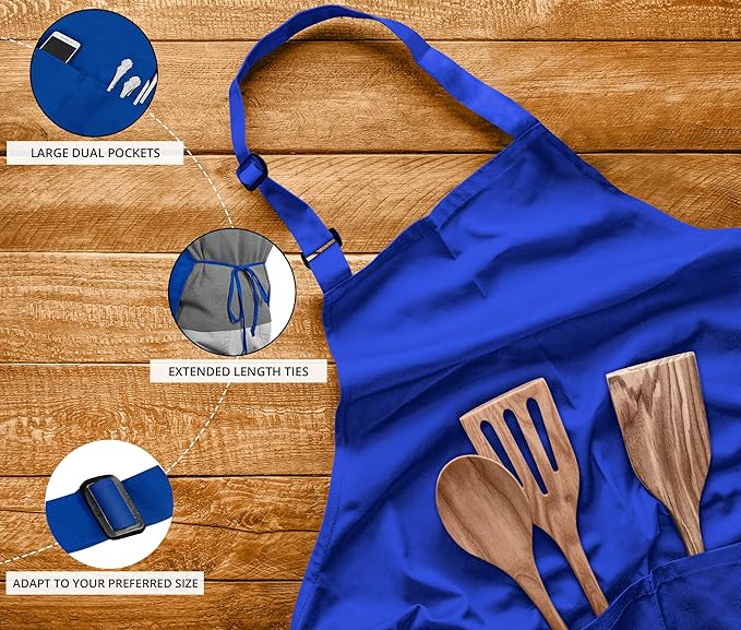Utopia Kitchen 10 Pack Bib Apron Adjustable with 2 Pockets, Water and Oil Resistant, Cooking Kitchen Chef Apron for Women Men - Image 3