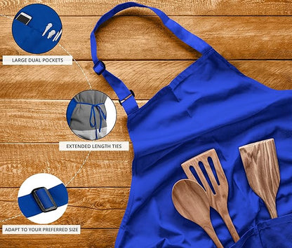 Utopia Kitchen 10 Pack Bib Apron Adjustable with 2 Pockets, Water and Oil Resistant, Cooking Kitchen Chef Apron for Women Men - Image 3